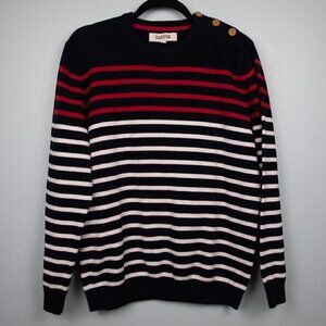 Barque navy stripe crewneck sweater-L